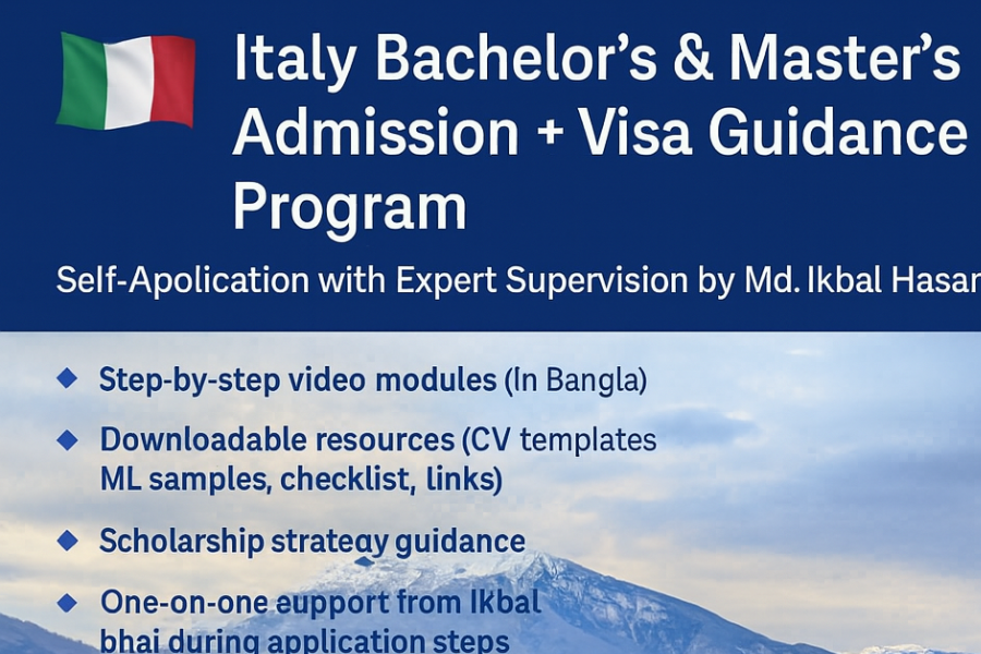 🇮🇹 Italy Bachelor’s & Master’s Admission + Visa Guidance Program